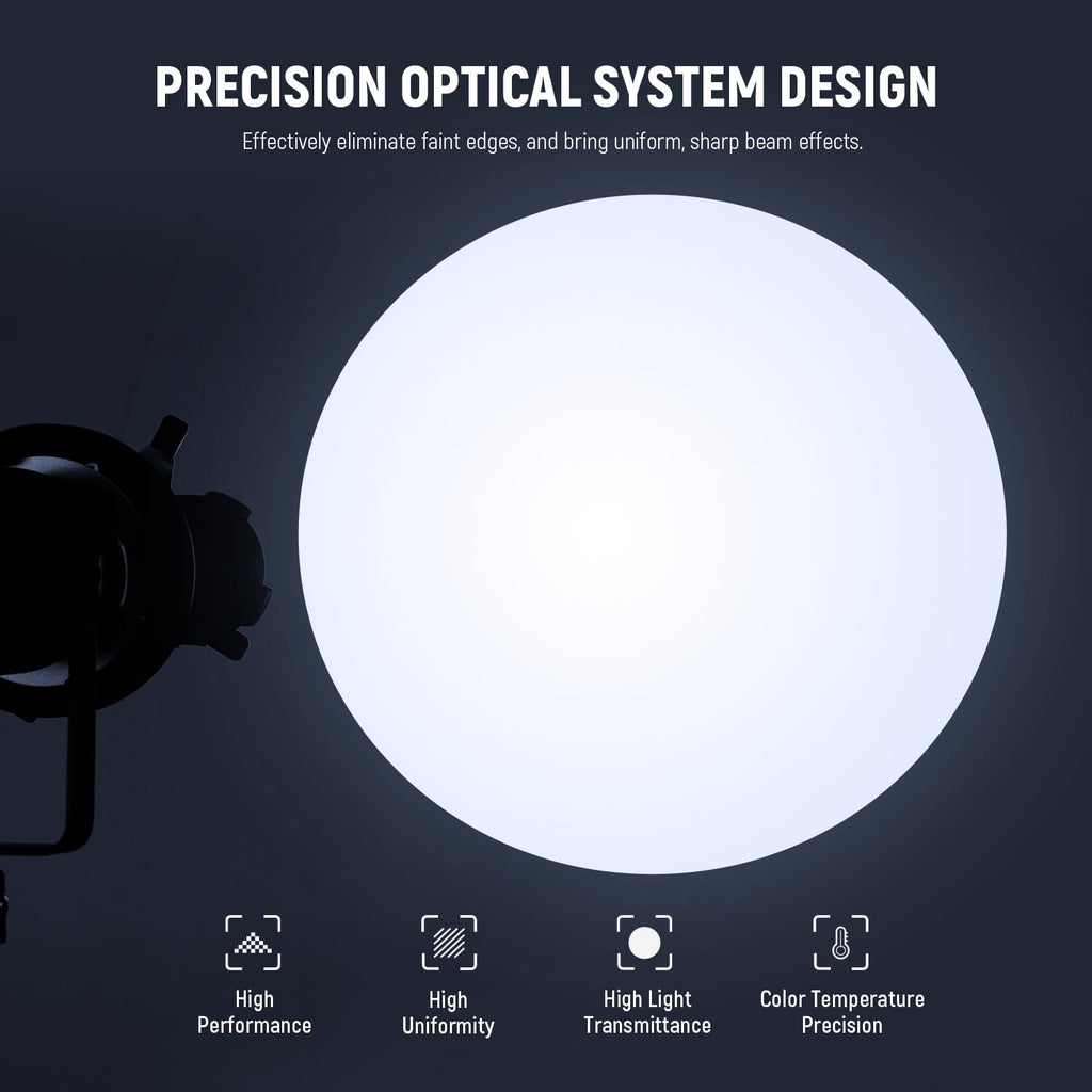 NEEWER Spotlight Snoot with 40° Projection Lens, Adjustable Focus, 16 Metal Gobos 5 Color Gels, Bag, Conical Snoot for Bowens Mount LED Continuous Output Lighting Studio Video Light Up to 300W, LS-38
