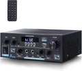 AK55 Bluetooth 5.0 Amplifier Home Audio,2.0 Channel Max 450W Power Stereo Amplifier Receiver w/USB/AUX/RCA/Opt/COA /2 MIC in for Home Theater Speakers