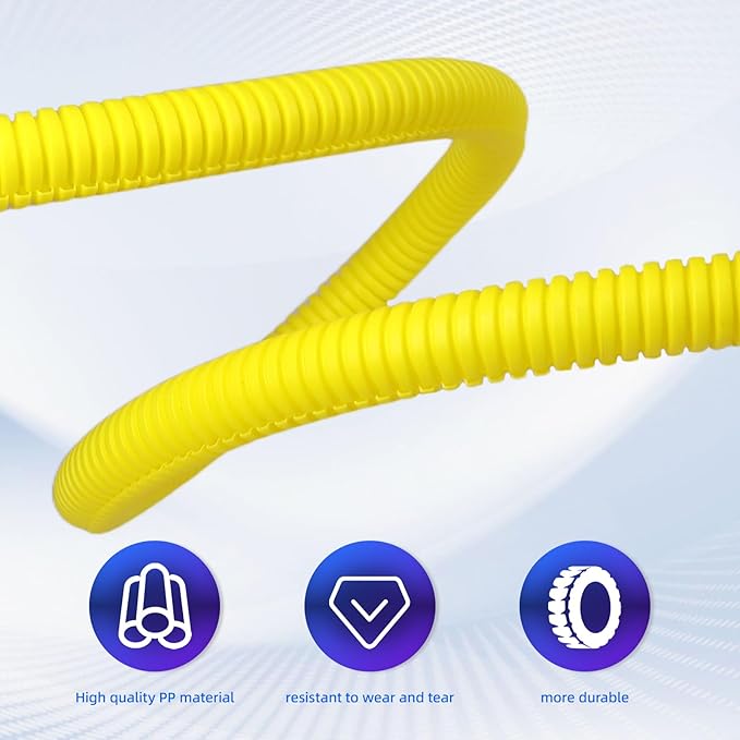 Split Wire Loom Tubing, 10,25ft Cord Protectors from Pets No Chew, Flexible Wire Covers Cord Protectors, Protective Split Cable Sleeve for Automotive Home Industrial Wires(Yellow, 0.73inch-25ft)