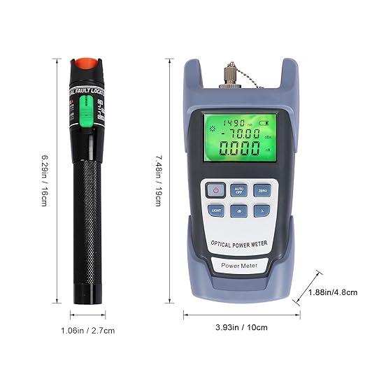 Fiber Optic Tools Cable Tester FC SC Power Meter & 2.5mm 30mV Visual Fault Locator with Sc, Fc Connector and Shoulder Toolkit