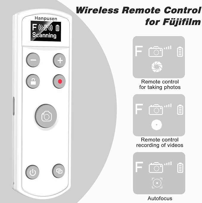 for Fujifilm Rechargeable Wireless Remote Control - Camera Remote Shutter Release with Zoom Focus Compatible with Fujifilm X100 VI/X-M5/X-T5/X-T50/X half/X-S20/X-H2S/X-H2/X-T4/X-T3/X-T30 II/X-M5