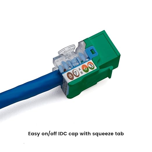 trueCABLE Cat6A Keystone Jack, Unshielded (UTP), 90 Degree Punch-Down, PoE++ (4PPoE), UL Listed, ETL Verified, ANSI/TIA Certified, Modular RJ45 Female, Green, 48 Pack