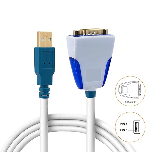 USB to DB9 Male RS232 Serial Converter Cable for Us232R Converter Adapter Cable with Chip FT232RQ -Supports All Computer Systems, Up to 1M Transmission Rate, 1M(3.28ft) Long,No Driver Needed
