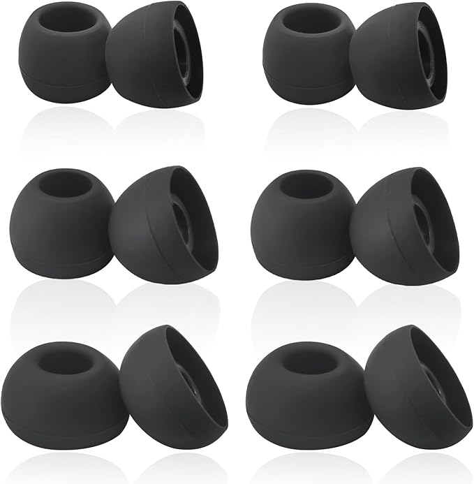 Silicone Earbuds Tips Replacement for True Wireless Earbuds Universal Ear Tips Fit 4.5mm-6mm Nozzle 6 Pairs LMS Black
