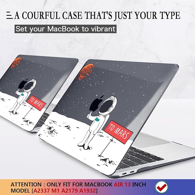 CISSOOK Compatible with MacBook Air 13 inch Case 2021 2020 2019 2018 Release A2337 M1 A2179 A1932, Astronaut Hard Shell Case for MacBook Air 13 Inch with Retina Display and Touch ID, Space Themed Mars