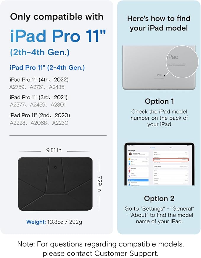 MOFT Dynamic Folio Case for iPad Pro 11-inch(2nd/3rd/4th Generation, 2020/2021/ 2022), Silm Magnetic Stand Case with 20+ Viewing Angles, Auto Wake/Sleep,Jet Black