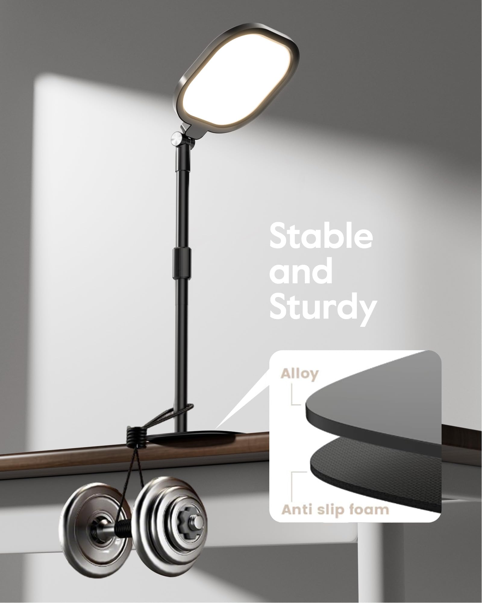 LitONES 2Pcs Desktop Video Conference Lighting for Zoom Meeting, Computer, Laptop, Work from Home with Nature Soft Light, Adjustable Brightness & Color Temp and Flexible Stand & Versatile Phone Holder