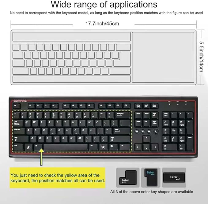 Universal Clear Desktop Computer Keyboard Protection Skin Protector Cover for PC 104/107 Keys Standard Keyboard,Ultra Thin Desktop PC Silicone Waterproof Dustproof Keyboard Cover (Type-A)