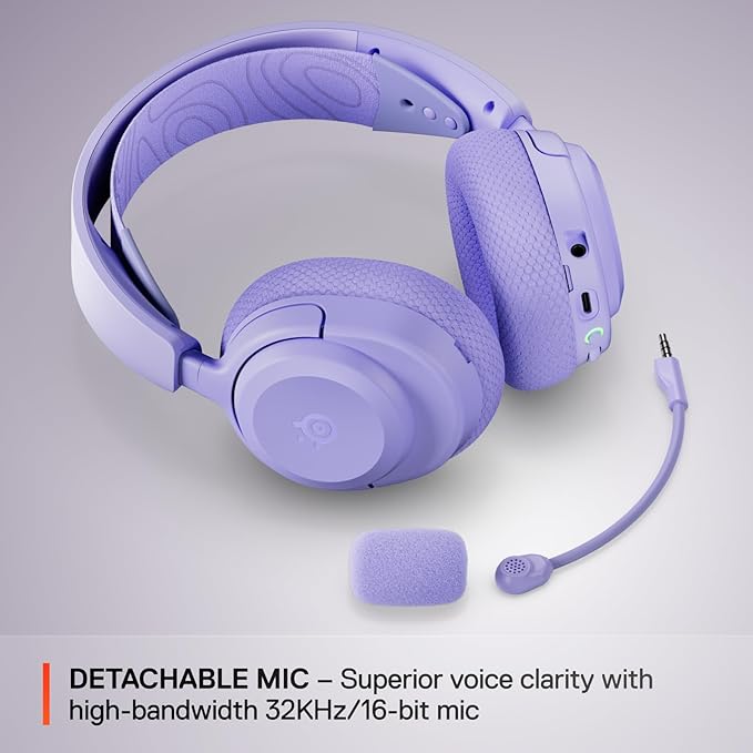 SteelSeries Arctis Nova 3P Wireless Multi-Platform Gaming Headset — Mobile App Control — 40 HR Battery — Neodymium Magnetic Drivers — 2.4GHz/Bluetooth — PS5, PS4, PC, Switch, Mobile — Lavender