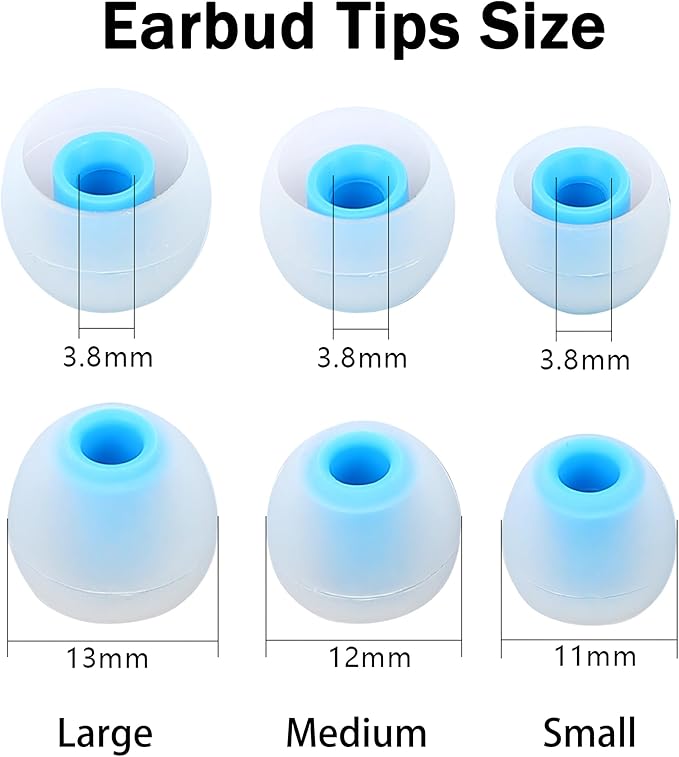 Earbud Replacement Tips Silicone Earbud Tips Ear Tips Fit Most in-Ear Earbuds(Inner Hole 3.8mm -5.1mm) Headphone Earbud Rubber Tips9 Pairs S M L