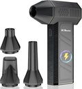 Compressed Air Duster, 180000RPM Electric Air Duster, Rechargeable Cordless Air Blower with 3-Gear Turbo Fan, Canned Air Alternative for Keyboard, PC, Computer, Car, Home & Outdoor Use (Pure Black)