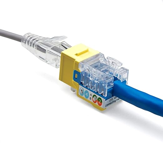 trueCABLE Cat6A Keystone Jack, Unshielded (UTP), 90 Degree Punch-Down, PoE++ (4PPoE), UL Listed, ETL Verified, ANSI/TIA Certified, Modular RJ45 Female, Yellow, 12 Pack