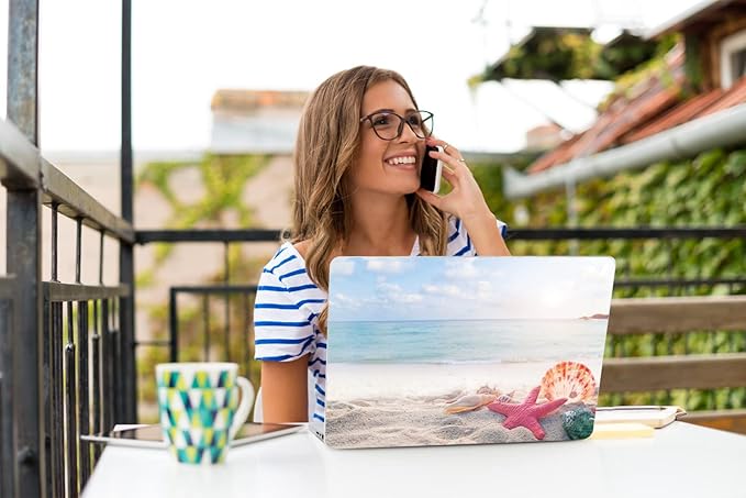 Teryeefi for MacBook Air M1 13 inch Case 2018 2019 2020 (Model A2337 A2179 A1932) with Touch ID & Retina, Printing Hard Shell Case + Keyboard Cover + Screen Protector, Summer Beach