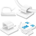 65 Pcs Cable Clips, Adhesive Cable Organizer Cord Holder Wire Clip Wire Management Self Adhesive Hooks Wire Holder for Office, Home(White, 65PCS-Large)