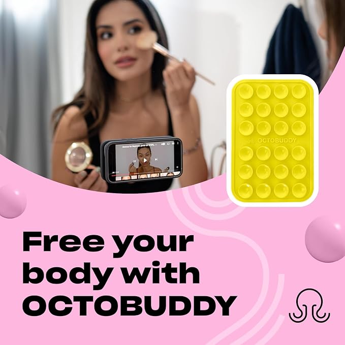 Classic MAX - Silicone Suction Phone Case Adhesive Mount - Hands-Free, Strong Grip Holder for Selfies and Videos - iPhone and Android Compatible - 2.6″ x 3.9″, Canary Yellow