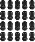 Cable Gland 20 Pack 1/4" NPT Waterproof Adjustable Connector Strain Relief Cord Connectors Joints Nylon with Gaskets…
