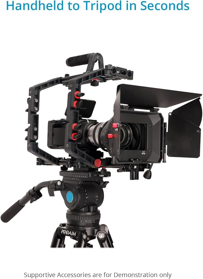 Camera Shoulder Support Rig Kit with Cage & Matte Box for DSLRs Video Camcorder. Adjustable Brackets & Handles. Fits Multiple Lenes Diameter up to 95m. 4x4 Filter Holders. (FC-02)