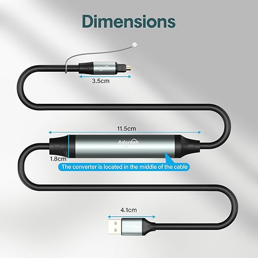 Adoreen Unidirectional USB A 2.0 to Toslink Digital Optical Audio Cable 10 Ft, USB Male to SPDIF Port Male Fiber Optic Adapter, for Windows Mac PS5/PS4 Laptop, NOT for TV -NOT Toslink to USB-A