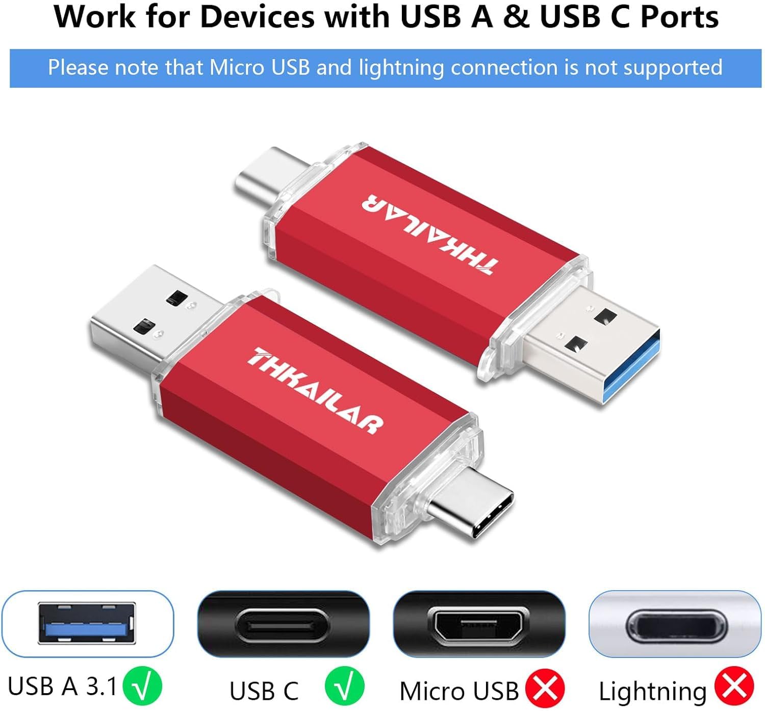 32GB 3 Pack FAT32 USB C Thumb Drive for iPhone 15/Mac,Laptops,Tablets,PC