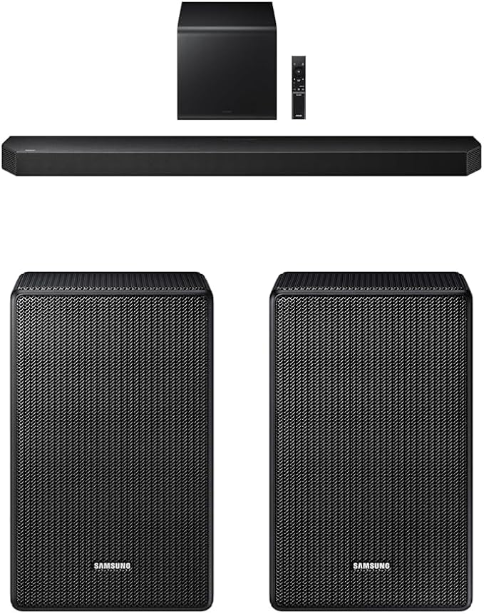 Samsung Q800F 5.1.2ch Q Series Soundbar + Subwoofer, Wireless Dolby Atmos, Q-Symphony (HW-Q800F, 2025) 9500S Rear Speaker Kit - Wireless Dolby Atmos/DTS: X (SWA-9500S, 2021 Model)