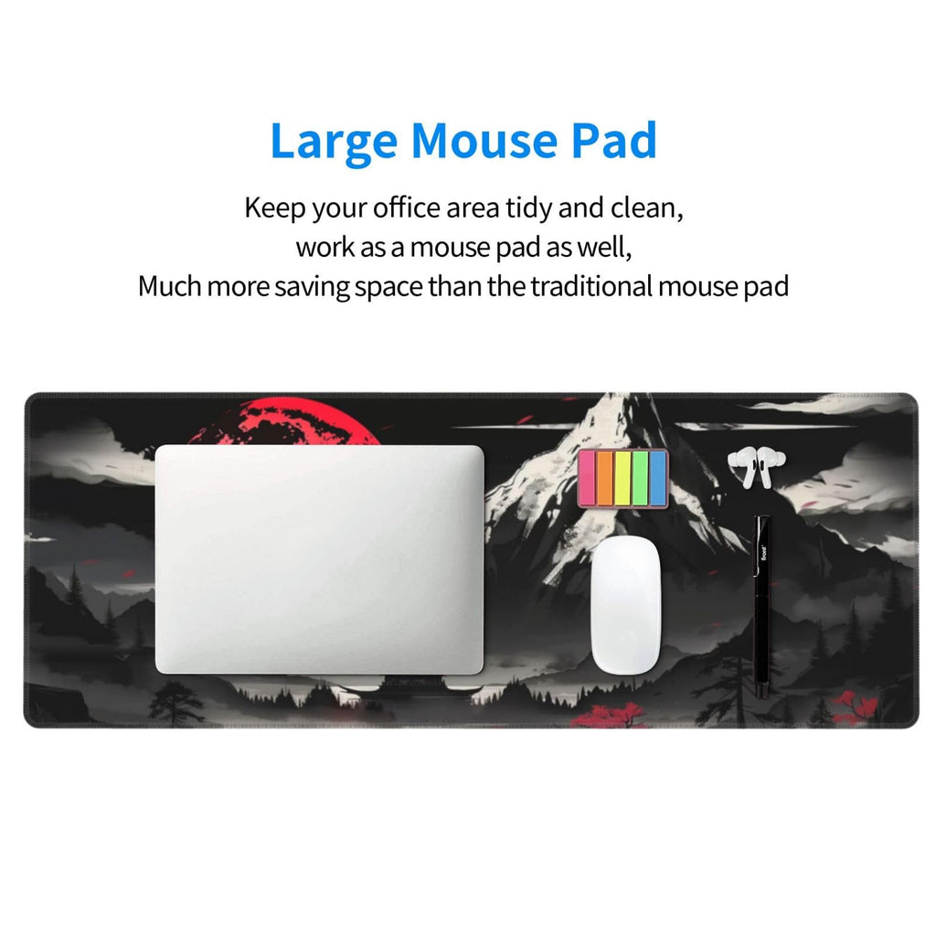 Extended Gaming Mouse Pad, Large Desk Mat XL Anime Mouse Pad Waterproof with Stitched Edges, Non-Slip Desktop Pad for Home and Office, Level Up Your 31.5x11.8 Inch (Snow Mountain)