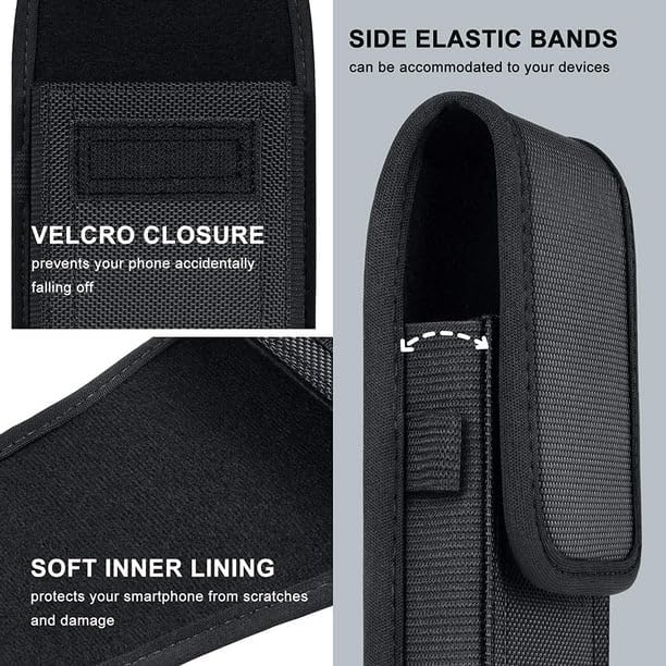 Cell Phone Holster for iPhone SE iPhone 8 7 6s Case with Belt Clip Phone Belt Holder for Men Women Pouch Carrying Cover (Fits Phone iPhone SE, 8 7 6s with Otterbox Case on) Black Nylon, Small
