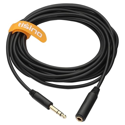 Tisino 1/4 Extension Cable 6 ft, Headphone Extension Cable Quarter inch TRS Male to Female Stereo Guitar Extension Cable Cord