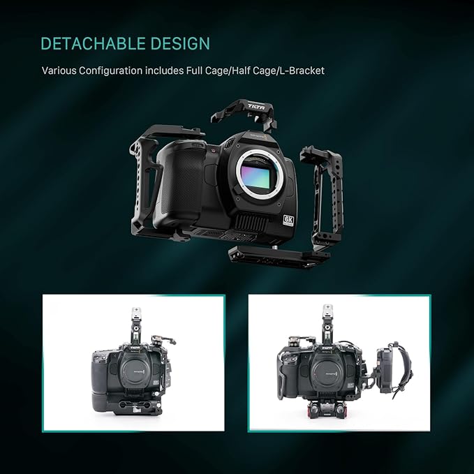 Tilta Camera Cage for BMCC 6K | Compatible with Black Magic Design Cinema Camera 6K Cold Shoe/Arri Rosette/NATO Rail | (Full Camera Cage)