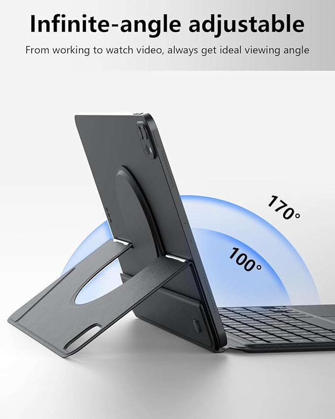 Nillkin for iPad Air/Pro 13 Inch Case with Detachable Keyboard, [with Magnetic Ring] Slim Rugged Keyboard Case for iPad Air 13 M3/M2 and iPad Pro 13 M4 with Stand Backlit Multi-Touch Trackpad, Gray