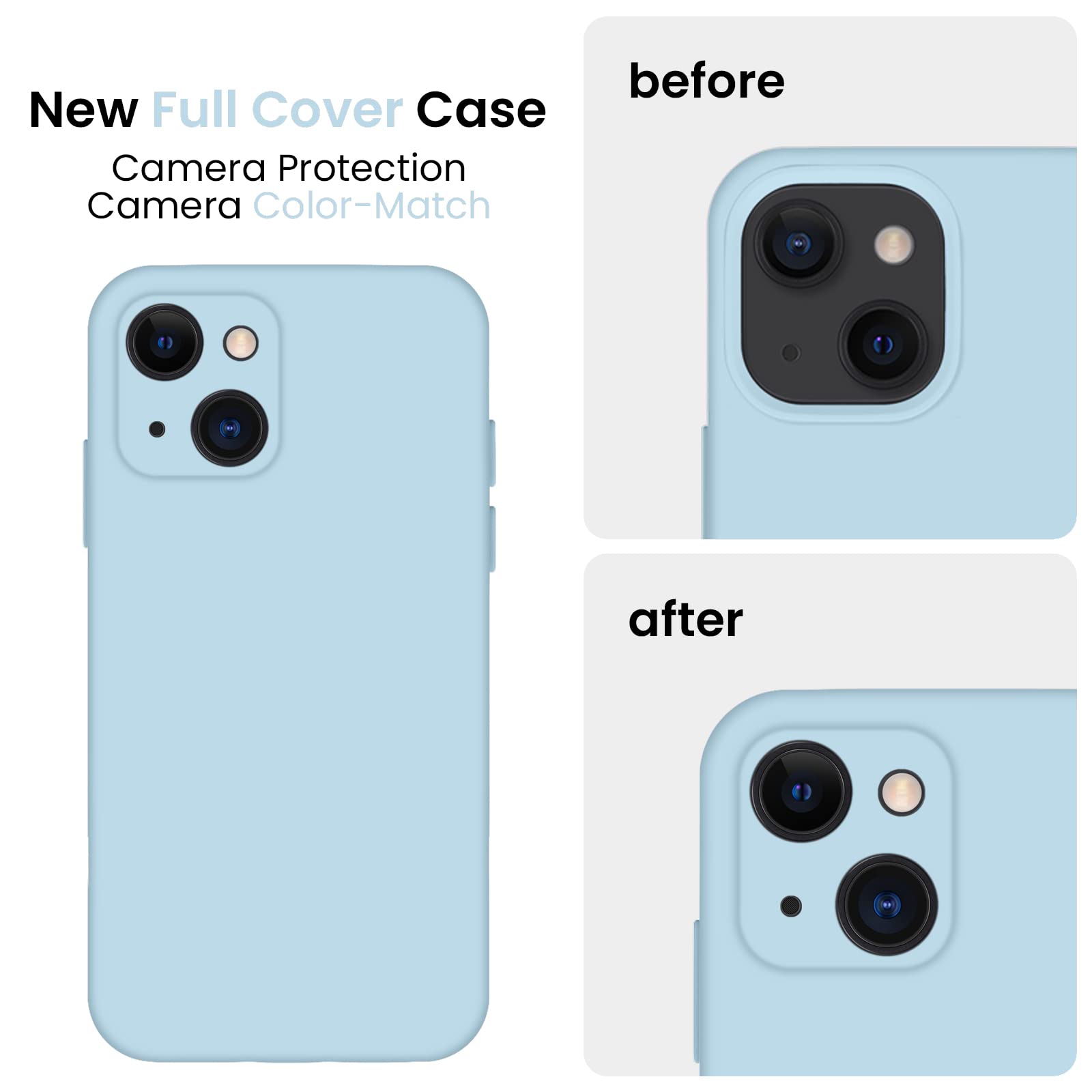 FireNova Designed for iPhone 13 Case, Silicone Upgraded [Camera Protection] Phone Case, Soft Anti-Scratch Microfiber Lining Inside, 6.1 inch, Sky Blue