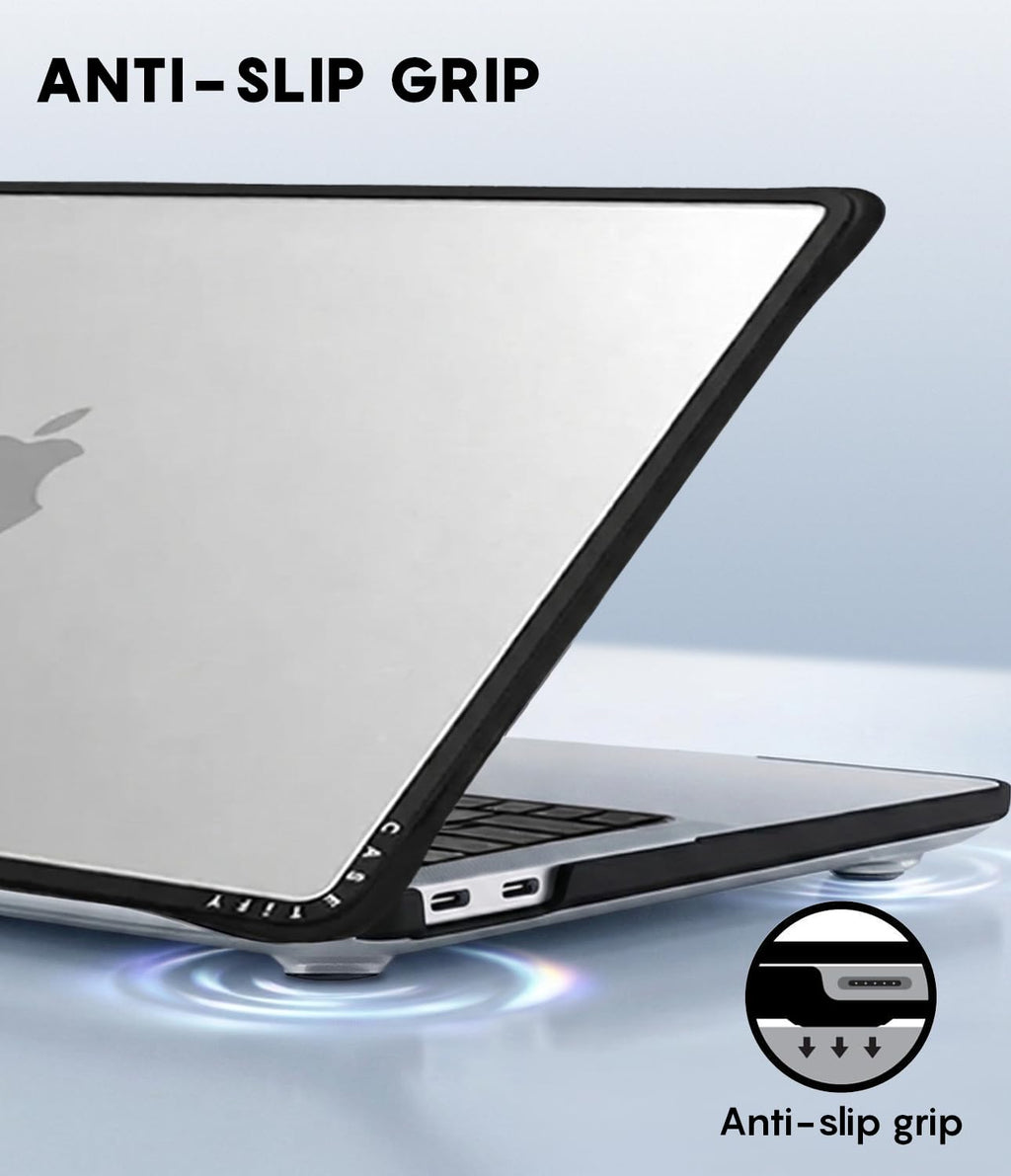 CASETiFY Impact MacBook Air 13.6" (M2-M5) Case [Cushioned Impact Corners/Scratch-Resistant/Anti-Slip Grip] - Keep Growing - Clear Black