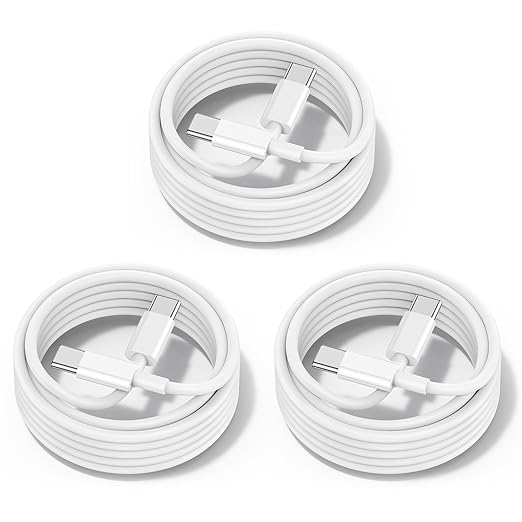 USB C to USB C Cable 60W[3Pack] iPhone 15 Fast Charging Cable,10ft Long USB-C to USBC Power Cord for iPhone 15/15 Pro/15 Plus/15 Pro Max,MacBook Pro Air/IPad Air 4/5/iPad Pro 12.9/11(White)