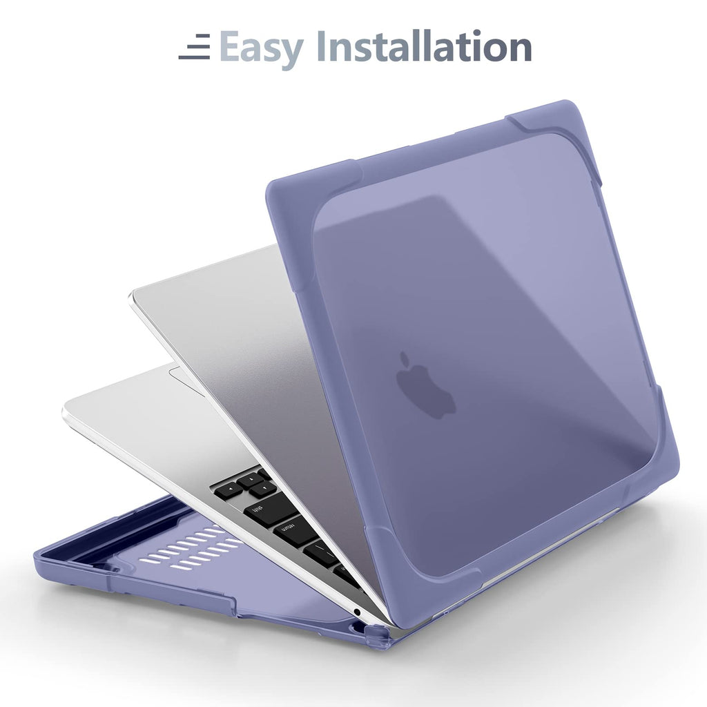 Batianda Heavy Duty Case for MacBook Air 13.6 inch with Stand,Lavender Grey
