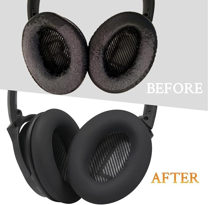 SOULWIT Silicone Ear Pads Cover Protector for Bose QuietComfort QC15 QC25 QC2 QC35 QC45/Ae2 Ae2i Ae2w/SoundTrue & SoundLink AE Headphones Cushions, Sweatproof, Easily Washable - Black