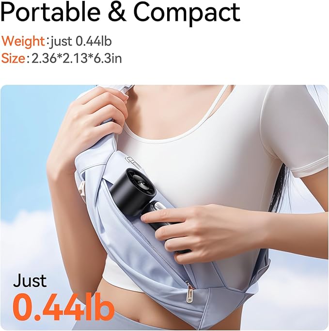 3-in-1 Portable Handheld Turbo Fan-100 Speeds, 15000 RPM, 10Hrs Cooling, LED Display, 90° Rotation, USB Rechargeable Battery Powered, Mini Foldable Hand Held Personal Fan for Women Men (Black)
