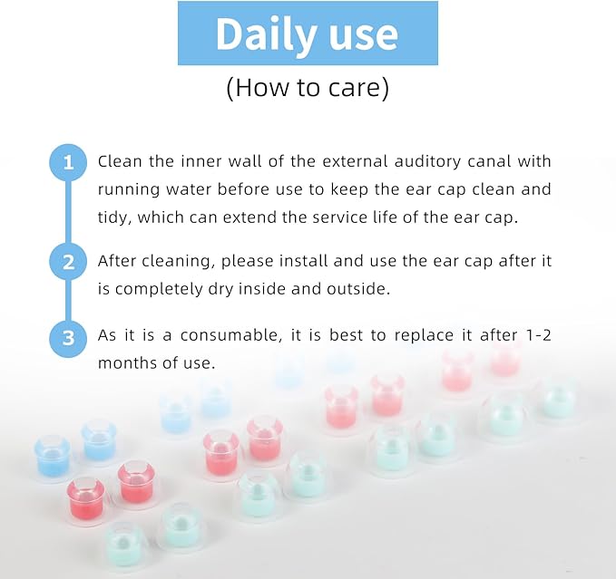 OKCSC 2 Pieces Soft Liquid Silicone Replacement Eartips,Breathable Eartips,Replacement Accessories with Box for Sleep,Study,Travel,Work,Daily Commute,Office,Bullet-Type(1 Pairs L/Blue/No Earphone)