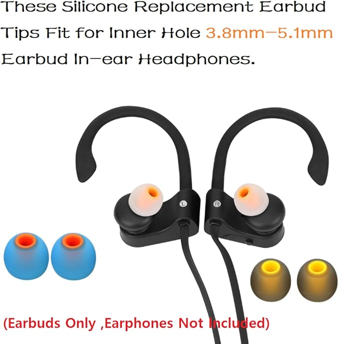 Earbuds Replacement Tips Silicone Earbud Tips Ear Bud Replacement Pieces Ear Gels Fit for Inner Hole from 3.8mm - 5.1mm Earphones 9 Pairs S/M/L