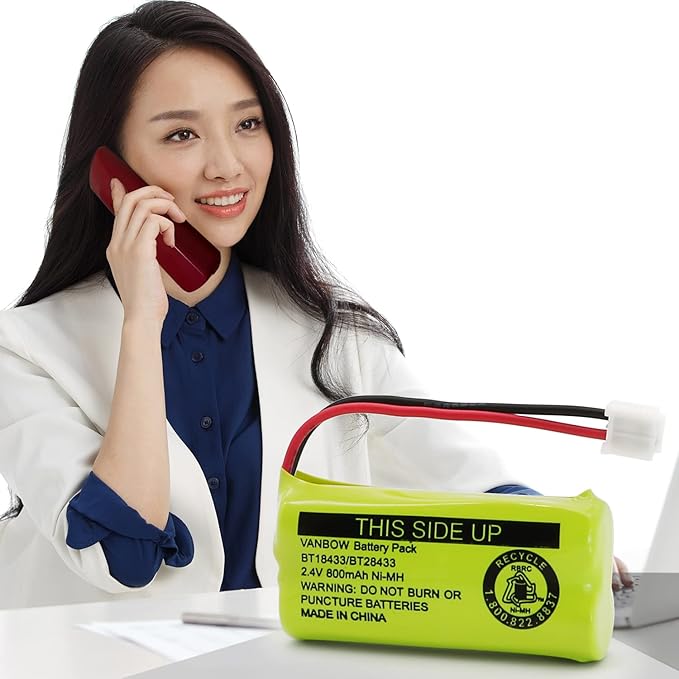 BT18433/BT28433 2.4V 800mAh Ni-MH Cordless Phone Battery, Also Compatible with AT&T BT184342/BT284342 BT8300 BT1011 BT1018 BT1022 BT1031 2SN-AAA55H-S-J1 CS6120 CS6209 CL80109 EL52419 (Pack 2)
