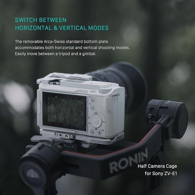 Tilta Full Camera Cage for ZV-E1 Lightweight Kit | Includes Full Cage, Top Handle, 1/4"-20" to NATO Adapter | Cold Shoe, NATO Rail, M3 and 1/4"-20 Threads Mounts | Silver