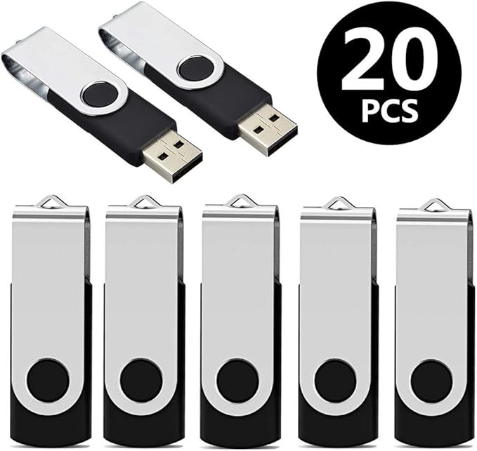 Aiibe 1GB Flash Drive 20 Pack Bulk 1GB USB Flash Drives 2.0 Memory Stick Thumb Drives Black