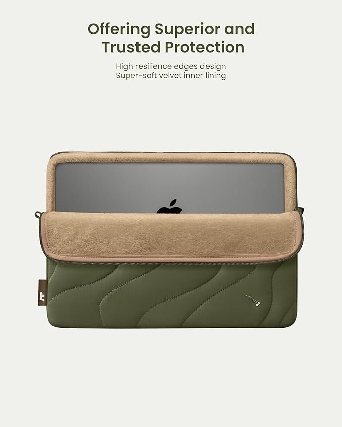 tomtoc 360 Protective Puffy Laptop Sleeve for 14-inch MacBook Pro M4/M3/M2/M1 Pro/Max A3112 A3401 A3185 A2992 A2918 A2779 2024, 13.5/13.8-inch Surface Laptop 7(Copilot+ PC)/6/5/4/3, Quilted Design