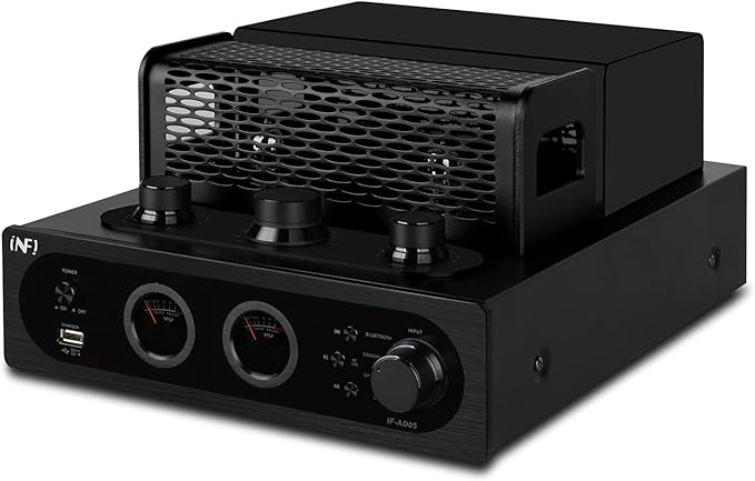 INFI Audio Hybrid Class AB Tube Amplifier 6N3 Power Amp with Bluetooth Home Audio HiFi Stereo Receiver Integrated Amp AUX Bluetooth USB Charger Optical Coaxial Sub-Out