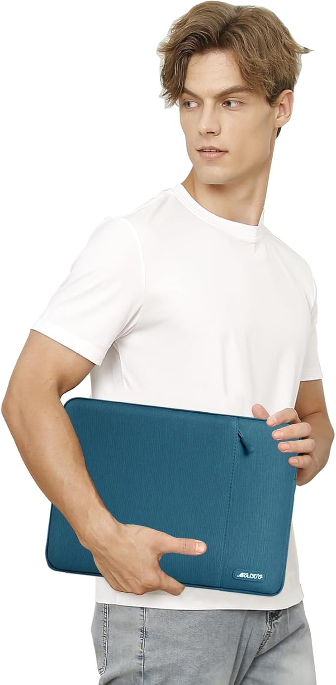 MOSISO Laptop Case 12.3 inch, 11.6-12.3 inch Laptop Sleeve Compatible with MacBook Air 11.6, Acer HP Dell Lenovo Samsung, Surface Pro, Polyester Vertical Computer Sleeve Bag with Pocket, Deep Teal