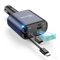 DreamBee Retractable Car Charger,66W 4 in 1 Super Fast Charge Car Phone Charger,Retractable Cables (31.5 inch) and 2 USB Ports Car Charger Adapter for iPhone 17/16/15/14/13/12 Pro Max XR,iPad,Samsung