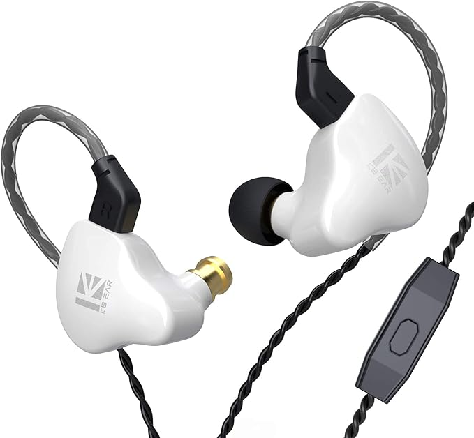 YINYOO KBEAR KS1 Bass Earbuds, Wired Earbuds in Ear Monitor, Clear Sound Headphones, Vocals Forwards High Resolution Noise Canceling Earphones, Dual Magnectic Circuit Dynamic Tangle-Free Cable