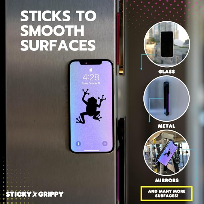 Suction Phone Case Mount, Sillicon Adhesive Phone Accessory for iPhone and Android, Hands-Free Fidget Toy Mirror Shower Phone Holder, Tiktok Videos and Selfies (Pink Glitter)