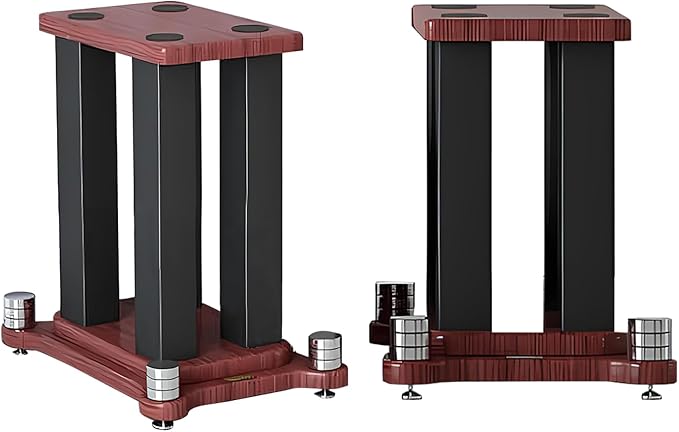 A Pair of Universal Speaker Stands, Heavy Duty Speaker Stands Holds Bookshelf Speaker Satellite Speaker Large Speaker, Vibration-Absorbing MDF Design, Holds 88lbs Speaker (Teak, 30cm/11.8in)
