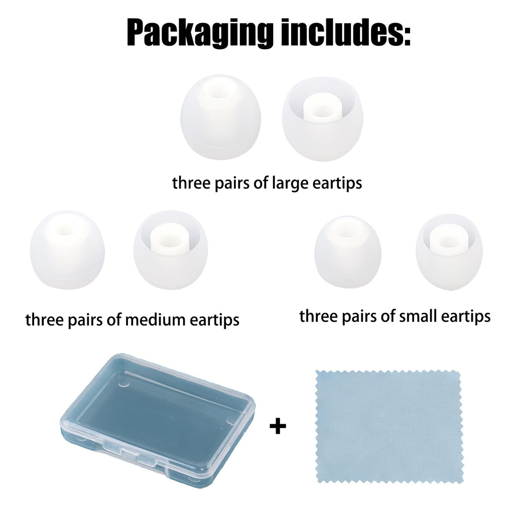 MQIMY Silicone Replacement Earbud Tips Earbud Covers Fit Most in-Ear Earbuds(Inner Hole 3.8mm -5.1mm) Headphone Ear Tips Earbuds Rubber Tips 9 Pairs S M L