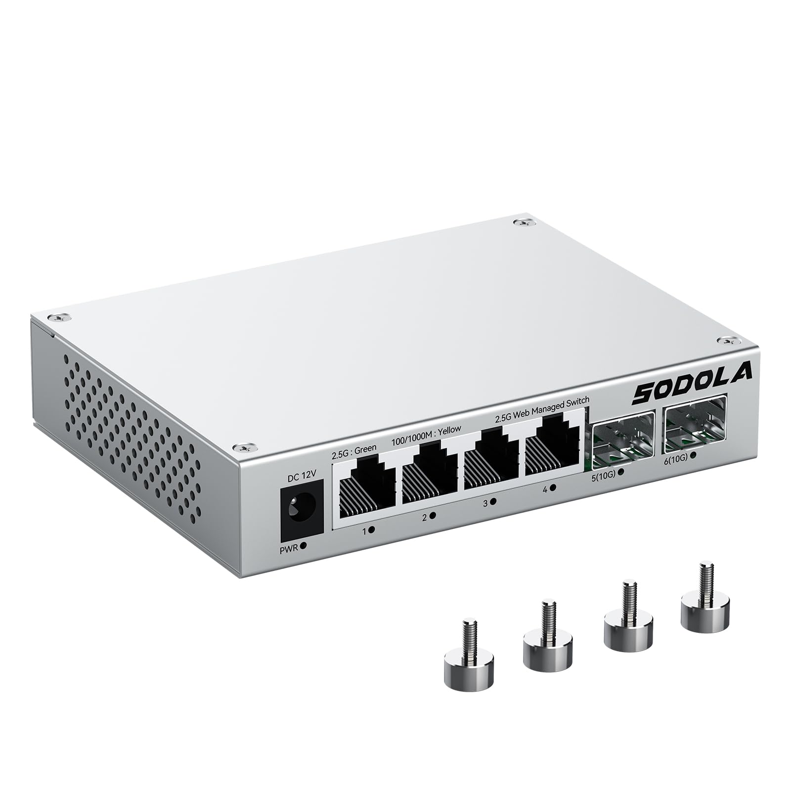 SODOLA 6 Port 2.5Gb Easy Web Managed Switch,4X 2.5G Base-T&2X 10G SFP+