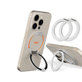 COOLQO 2Pcs 360 Spin Cell Grip Ring Phone Stand [Upgrade Gear Hinge Stress Anxiety Relief] Magnetic Holders for Your car Accessories Desk Mount Compatible with iPhone All Smartphones, Silver